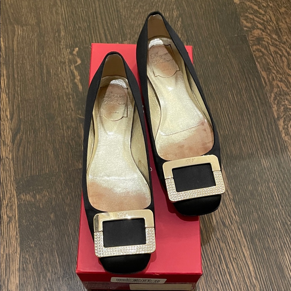 Black Flats with Gold Accent from Roger Vivier
